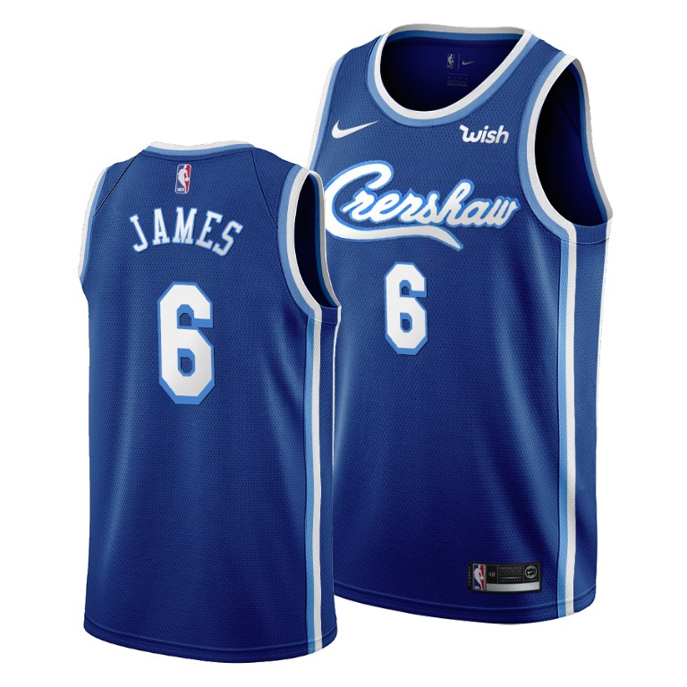 Men's Los Angeles Lakers LeBron James #6 NBA 2021-22 Crenshaw Change Number Classic Edition Blue Basketball Jersey VFX4783QJ